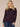 Heather Concord Grape Long Puff Sleeve Soutache Embroidered Crew Neck Side Ruching Plus Size Knit Top
