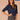 Heather Midnight Elbow Blouson Puff Sleeve Mandarin Collar V-neck Smocking Pintuck Shirttail Hem Plus Size Knit Top