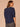 Heather Midnight Elbow Blouson Puff Sleeve Mandarin Collar V-neck Smocking Pintuck Shirttail Hem Plus Size Knit Top