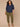 Heather Midnight Elbow Blouson Puff Sleeve Mandarin Collar V-neck Smocking Pintuck Shirttail Hem Plus Size Knit Top