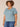 Dusty Blue Short Blouson Bubble Puff Shoulder Sleeve Scoop Neck Mixed Media Ringer Plus Size Knit Top