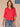Coral Punch Elbow Roll Cuff Sleeve Round Split V-Neck Surplus Shirttail Hem Plus Size Knit Top