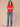 Coral Punch Elbow Roll Cuff Sleeve Round Split V-Neck Surplus Shirttail Hem Plus Size Knit Top