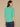 Deep Jade Elbow Roll Cuff Sleeve Round Split V-Neck Surplus Shirttail Hem Plus Size Knit Top
