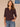 Dark Raisin Elbow Roll Cuff Sleeve Round Split V-Neck Surplus Shirttail Hem Plus Size Knit Top