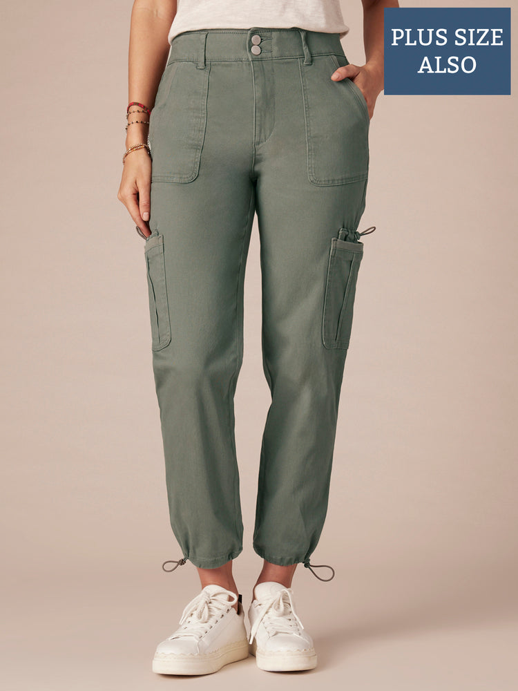 Plus Size Cargo Pocket Skinny Pants - Olive