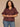 Cherry Chocolate Short Bubble Sleeve Embroidered Placket Spliced V-Neck Plus Size Woven Top