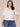 Ecru Short Bubble Sleeve Embroidered Placket Spliced V-Neck Plus Size Woven Top