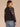 Black Multi Long Seamless Dolman Sleeve Crew Neck Shirttail Hem Abstract Floral Placement Print Plus Size Knit Top