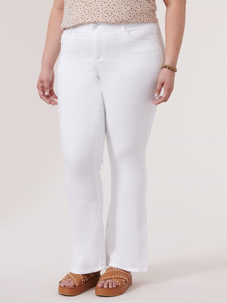 "Ab"solution Plus Size Straight Leg Jeans Optic White Stretch Denim
