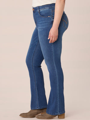 Blue Artisanal Denim Absolution High Rise Itty Bitty Boot Cascading Embroidered D Plus Size Jeans