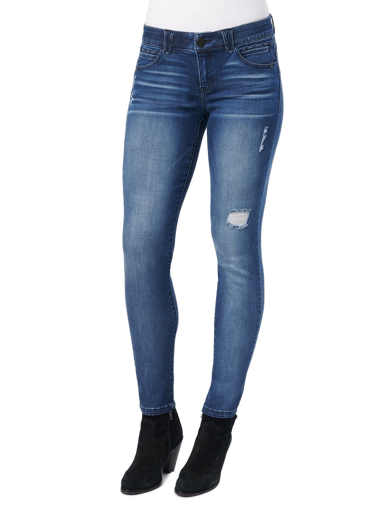 Stretch Blue Luxe Touch Premium Distressed Denim "Ab"solution Booty Lift Jegging Skinny Jeans butt lifting jeggings