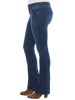 Womens tall jeans 34" inseam absolution itty bitty boot leg stretch denim dark indigo wash bootcut long inseam jeans