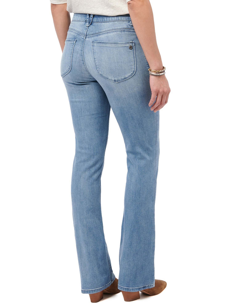 
            
                Load image into Gallery viewer, &amp;quot;Ab&amp;quot;solution Light Blue Denim High Rise Distressed Itty Bitty Boot Jeans
            
        