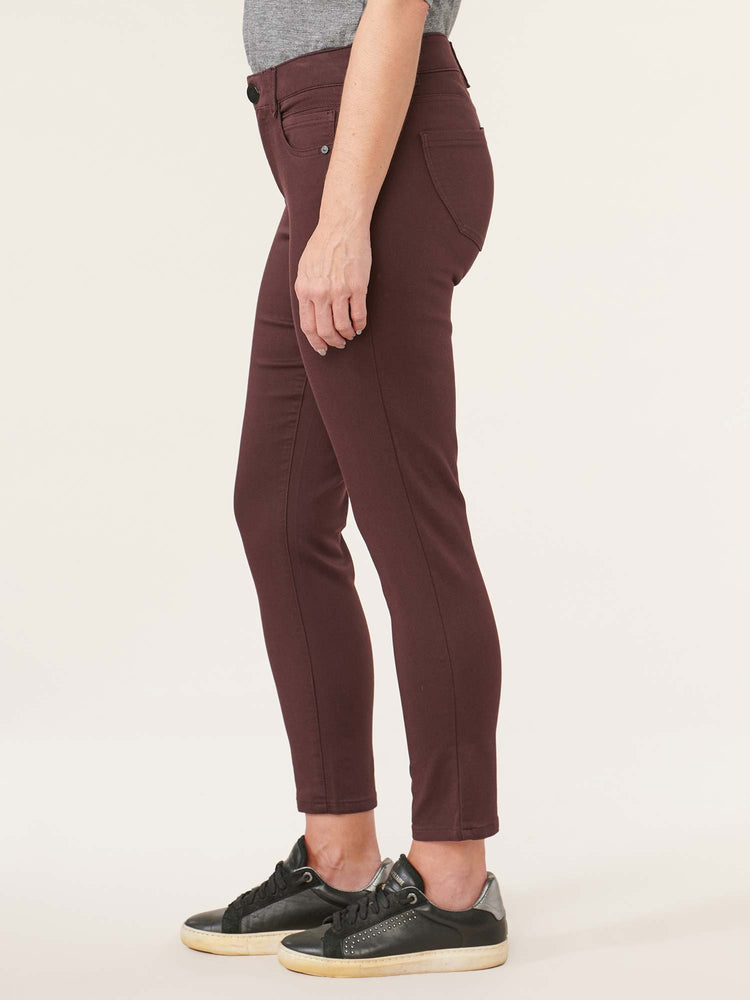 "Ab"solution Booty Lift Ankle Length Stretch Colored Jeggings cold brew brown skinny jeans