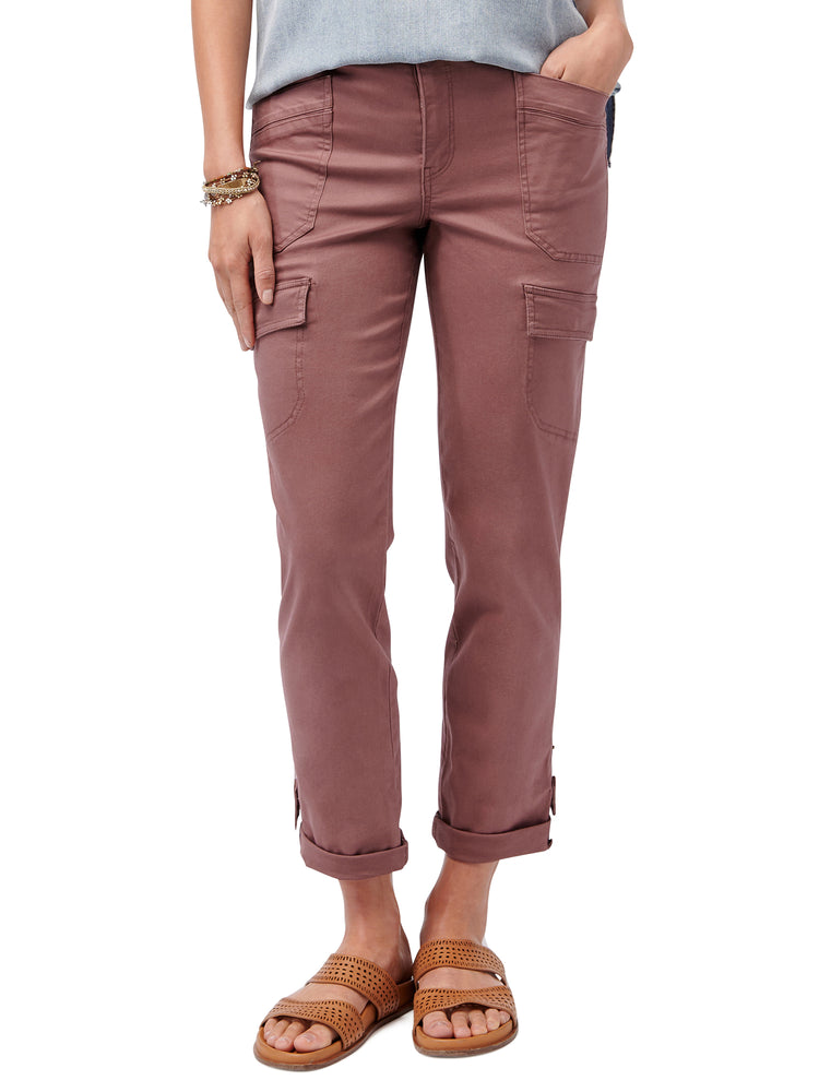 
            
                Load image into Gallery viewer, &amp;quot;Ab&amp;quot;solution High Rise Roll Cuff Cargo Pocket Utility Rose Taupe Colored Pants
            
        