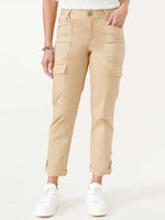 "Ab"solution High Rise Roll Cuff Cargo Pocket Utility Warm Sand Tan Colored Pants