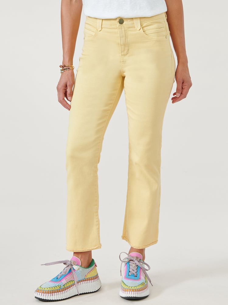 Honey Butter Yellow "Ab"solution High Rise Colored Itty Bitty Flare Jean