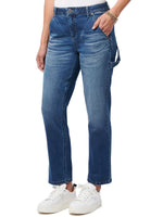 "Ab"solution High Rise Blue Denim Slim Straight Carpenter Jeans