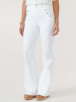 "Ab"solution White Denim Skyrise Long Flare Jeans