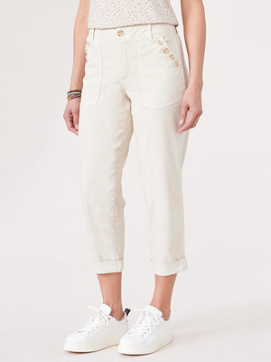 "Ab"solution Stone High Rise Sailor Pocket Roll Cuff Crop Pant