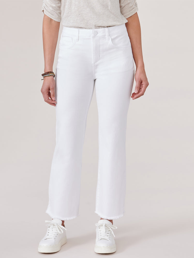 
            
                Load image into Gallery viewer, &amp;quot;Ab&amp;quot;solution White Denim High Rise Cropped Barely Boot
            
        