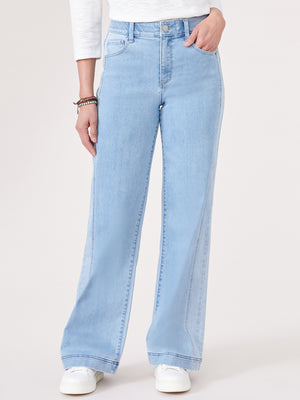 
            
                Load image into Gallery viewer, &amp;quot;Ab&amp;quot;solution Blue Skyrise Double Side Seam Wide Leg Jeans
            
        