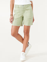 Pistachio Green "Ab"solution Skyrise Patched Raw Hem Shorts