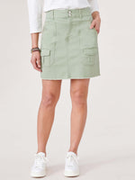 "Ab"solution Cargo Patch Pockets Aline Pistachio Green Twill Utility Skirt
