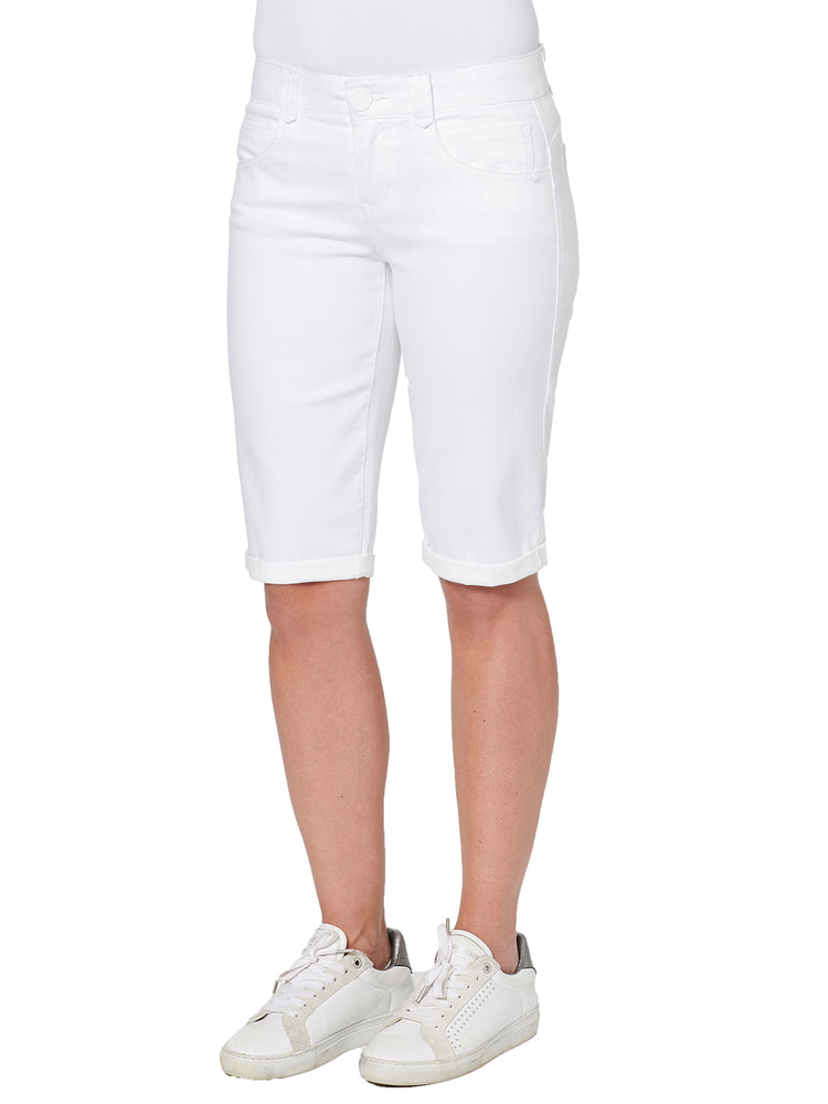 
            
                Load image into Gallery viewer, &amp;quot;Ab&amp;quot;solution Stretch White Denim Bermuda Shorts
            
        
