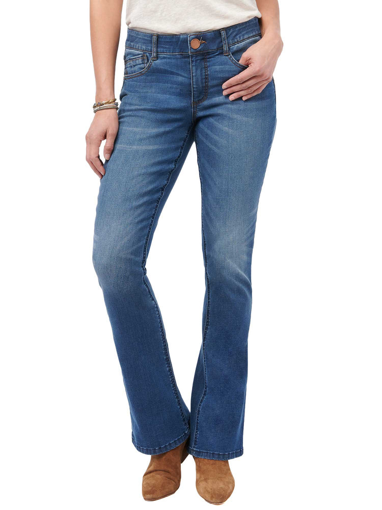 
            
                Load image into Gallery viewer, &amp;quot;Ab&amp;quot;solution Blue Denim Petite Itty Bitty Boot Jeans
            
        