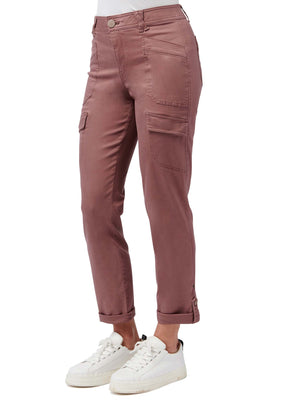 Rose Taupe "Ab"solution High Rise Roll Cuff Petite Utility Pant