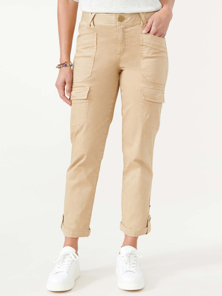 
            
                Load image into Gallery viewer, Warm Sand Tan &amp;quot;Ab&amp;quot;solution High Rise Roll Cuff Petite Utility Pant
            
        