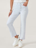 Icy Blue "Ab"solution High Rise Reverse Fray Hem Petite Booty Lift Itty Bitty Flare Jean