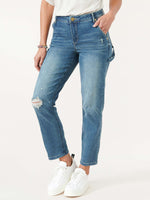 Blue Vintage "Ab"solution Distressed High Rise Petite Slim Straight Carpenter Jeans