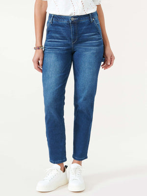 
            
                Load image into Gallery viewer, &amp;quot;Ab&amp;quot;solution Blue Denim Slim Straight High Rise Petite Carpenter Jeans
            
        