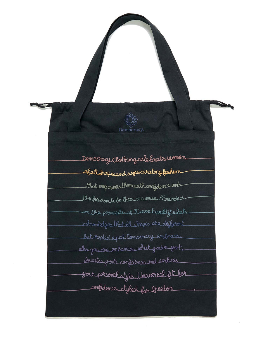 Democracy Script Drawstring Tote Bag– Democracy Clothing