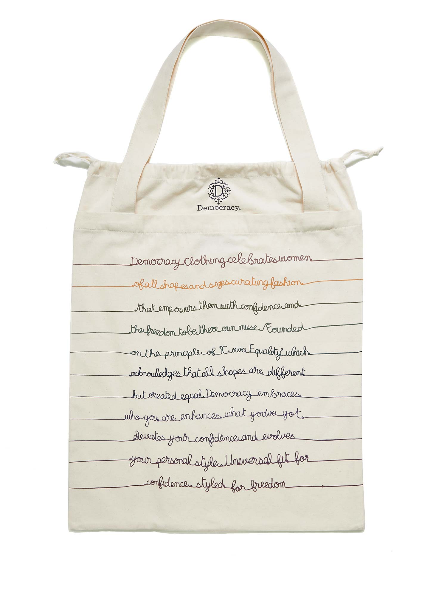 Democracy Script Drawstring Tote Bag – Democracy Clothing
