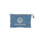 Democracy Logo Denim Cosmetic Bag