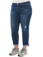 Absolution Distressed Blue Stretch Denim Jeans Plus Size Girlfriend Pants Boyfriend Jean