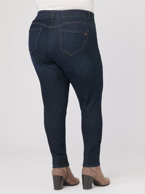 
            
                Load image into Gallery viewer, Stretch Denim Dark Indigo Absolution Booty Lift Plus Size Jeggings Skinny Jeans
            
        