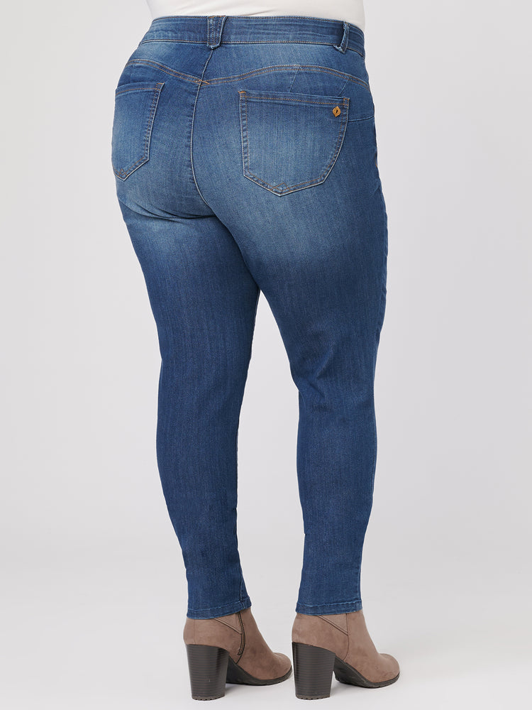 Ellos Women's Plus Size Elastic Waist Denim Jeggings Leggings - 10, Dark  Stonewash Blue at  Women's Jeans store