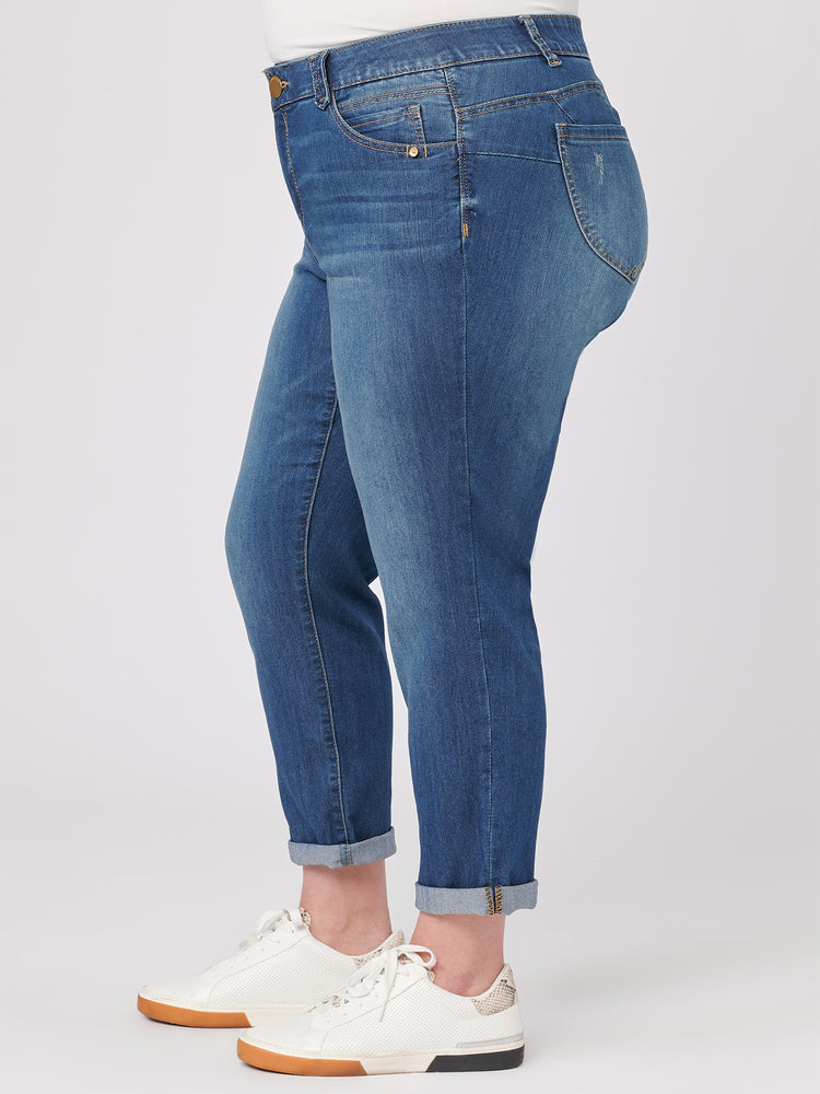 
            
                Load image into Gallery viewer, Plus Size Blue &amp;quot;Ab&amp;quot;solution Ankle Crop Jean
            
        
