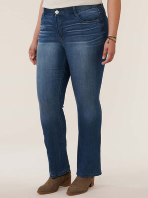 "Ab"solution Plus Size High Rise Blue Denim Itty Bitty Boot Jeans