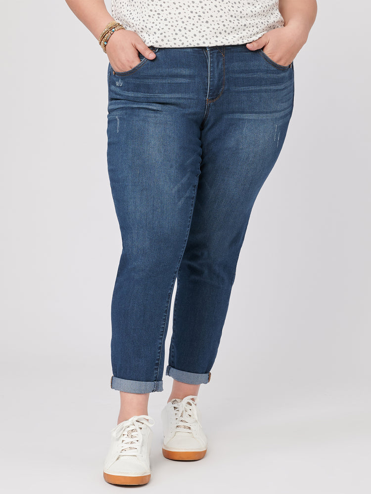 
            
                Load image into Gallery viewer, &amp;quot;Ab&amp;quot;solution Indigo Denim Ankle Skimmer Plus Size Jeans
            
        