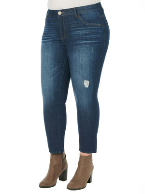 High Rise Absolution Distressed Vintage Blue Stretch Denim Plus Size Skinny Jeans
