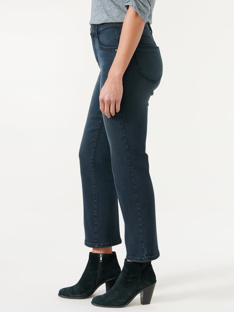 
            
                Load image into Gallery viewer, &amp;quot;Ab&amp;quot;solution Washed Black Denim High Rise Crop Barely Boot Plus Size Jeans 
            
        