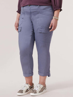 Slim Jogger Ankle Pants With Roll Cuffs - Light Stone Blue