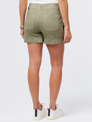 "Ab"solution High Rise Plus Size Laurel Oak Green 5 1/2 Inch Womens Cargo Shorts 