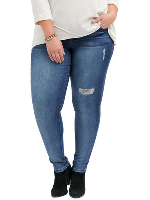 "Ab"solution distressed skinny plus size jeggings